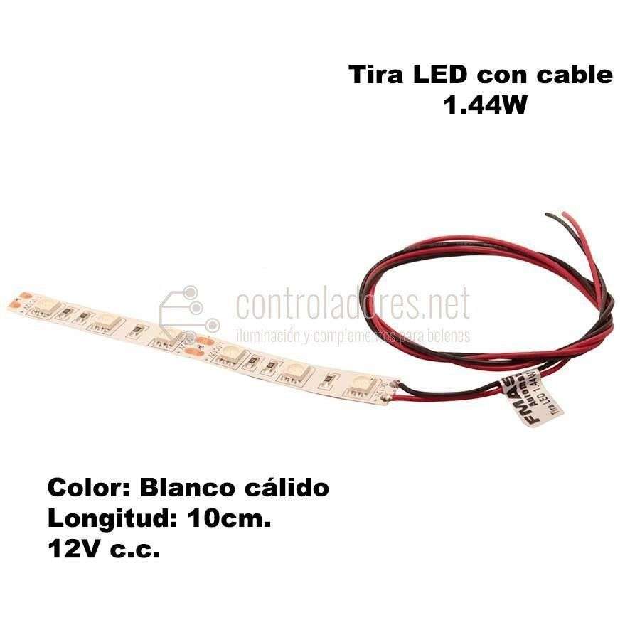 Tira LED (10cm) Blanco cálido 1.44W con cable.