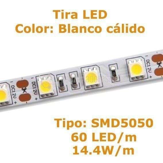 Tira LED BLANCO CÁLIDO 60 LED/m 14.4w/m
